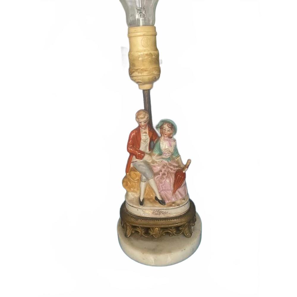 vintage colonial style man &woman porcelain lamp